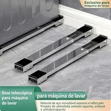 Suporte para Máquina de Lavar Base Móvel Universal Geladeira Ajustável 300kg Antiderrapante Rodinhas e Trava