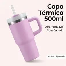 Copo Térmico 420ml Inox com Canudo e Alça Garrafa Térmica Antivazamento Academia Trabalho Viagem