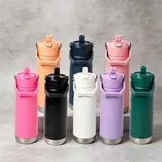Garrafa Térmica Inox 650ml com Isolamento a Vácuo e Alça | Mantém Quente e Frio com Canudo