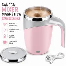 Caneca Mixer Magnética Automática USB 380ml Copo Misturador Elétrico Café Whey Protein Cappuccino