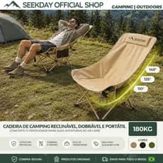 Seekday Cadeira De Camping Reclinável 3 Posições Dobrável Reforçada 180kg Praia Ajustável Oxford