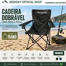 Seekday Cadeira De Praia Camping Dobrável 150kg Porta Copos Pesca Portátil Oxford