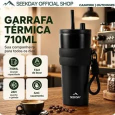 SEEKDAY Copo Térmico 710ml Inox 316 com Revestimento Cerâmico, Antivazamento, Com Canudo e Alça