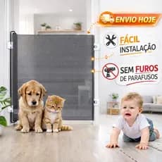 Portão Para Pet Tela Proteção Retrátil 150*78CM Cachorro Gato Bebê Grade Ajustável Sem Furos Cerca Ajustável Anti