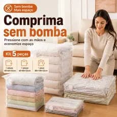 Saco A Vacuo Cubo 3D Kit 5 Unidades Compressao Manual E Bomba Organizador De Roupas
