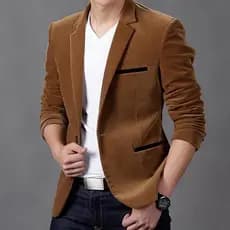 Blazer Casual Slim de Veludo para Homens