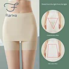 Flarixa Shorts de Segurança Femininos de Seda Gelada, Cintura Alta, Camada Dupla, para Usar Sob Saia, Ajuste Justo, Sem