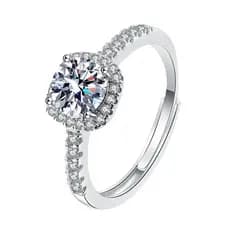 Presente Dia dos Namorados Anel Moissanite S925 Ajustável Elegante para Mulheres Aniversário