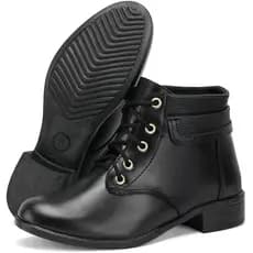 Bota Coturno Feminino Cano Curto Medio Salto Baixo em couro inverno / outono linda demais  34 AO 39 #LOJAYOUBELLASTORE