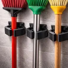 Suporte Vassoura Organizador Parede Adesivo Forte Sem Furo Rodo Mop Cozinha Lavanderia Casa Praticos