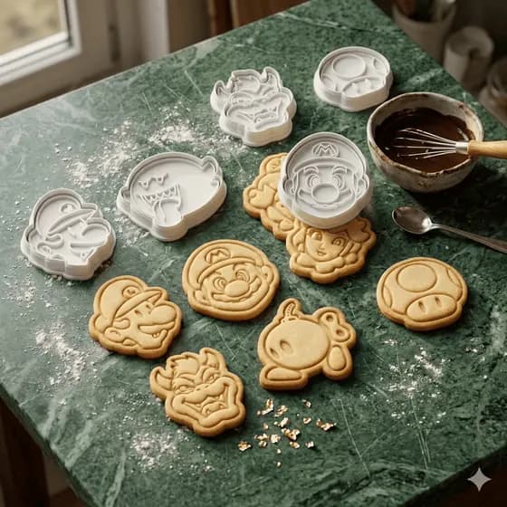 Kit 4 Cortadores Biscoito Super Mario Cookie Game Massinha Pasta Americana Infantil Personagem Gamer