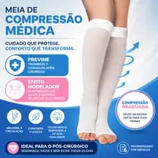 Par de Meias Médicas Compressivas 3/4 Unissex para Varizes Pernas Inchadas e Pós-Operatório Modelo atualizado