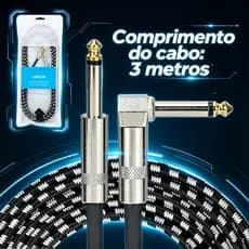 Cabo P10 3 Metros para Guitarra Violão Baixo Caixa Passiva Blindado Profissional