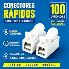 Kit 100 Conectores Rápidos para Fios Elétricos Resistentes e Fáceis de Instalar