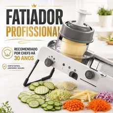 Mandoline Ajustável em Aço Inoxidável com Proteção para as Mãos, Cortador e Fatiador de Legumes
