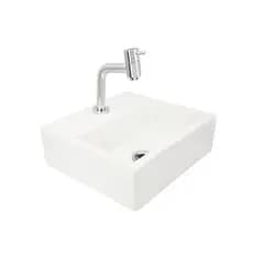 Kit Cuba Com Torneira Para Banheiro Sobrepor 31cm Atenas Branca Addra