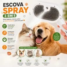 Escova Spray 3 em 1 para Pets Recarregável USB Removedor de Pelos para Cães Gatos e Coelhos