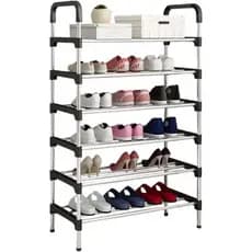 Sapateira Vertical 6 Prateleiras 18 Pares De Sapatos Calçados Aço Cromado Luxo Desmontável