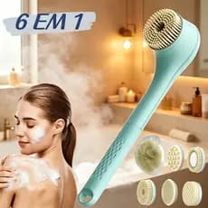 Escova Elétrica 6 em 1 Recarregável – Limpeza, Esfoliação e Massagem Corporal