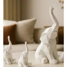 Kit Decorativo Família 3 Elefantes Geométricos Modernos para sala, quarto e escritório presente criativo