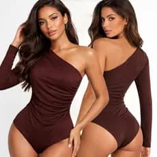 Body Feminino Mula Manca Manga Longa Franzido Lateral Ajustado Suplex Elegante Inverno Moda Blogueira