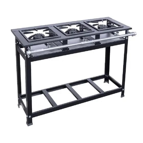 Fogão 3 Bocas Industrial Cristal Aço Alta Pressão 30x30 A Gás Perfil 5 Doméstico Cozinha