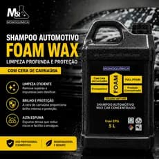 Shampoo Automotivo Foam Wax 5L Concentrado Com Cera De Carnaúba Lava Car