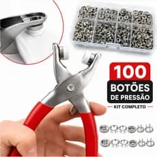 Kit Completo Alicate 100 Botões de Pressão Para Roupas e Bolsas