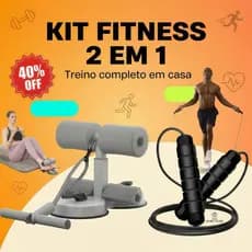 Kit 2 Aparelho Abdominal com Fixador de Pés + Corda de Pular Fitness Treino Completo LowPrice