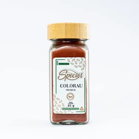 Colorau Premium Species 81g – Pote de Vidro com Tampa Dosadora de Bambu