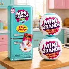 Mini Geladeira Fill The Fridge com 2 Bolas Mini Brands Surpresa Colecionável Rosa Azul ou Aleatória
