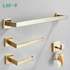 Kit Acessórios para Banheiro 4 Peças Luxo Aço Inox304 Antiferrugem Porta Toalha Cabide Suporte Papel