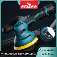 Lixadeira Orbital 18V Sem Fio 380W 8 Velocidades Bivolt 2 Baterias e Acessórios Pro 3800 a 5000 RPM