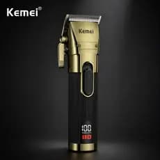 Máquina Corte Kemei KM-1896 Profissional 2 Velocidades Sem Fio LCD Bivolt Portátil Barba Cabelo