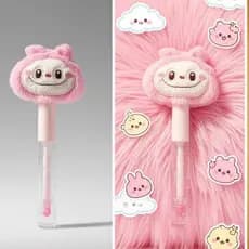 Lip Gloss Hidratante com Tampa de Pelucia Fofa - BrilhoLabial Cremoso Estilo Kawaii