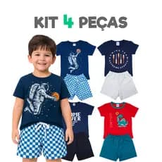 Kit 4 Peças Sortido Roupa Infantil Conjunto MENINO Combo Verão Tamanho 1 ao 12