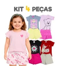 Kit 4 Peças Infantil Menina em Algodão Confortável Macio Qualidade Promoção