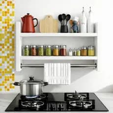 Porta Temperos MDF Branco Parede Suporte Papel Toalha Organizador Cozinha Multiuso