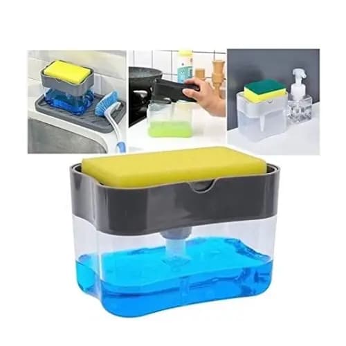 Dispenser Detergente E Porta Esponja 2 em 1 - Esponja Limpeza Cozinha Casa Louça Dosador 385MLml
