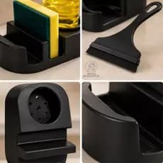Porta Detergente Com Rodinho Kit Pia Cozinha Organizador Porta Esponja