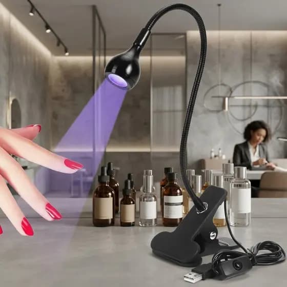 Mini Lanterna LED UV Para Unhas Em Gel Com Clipe Flexível USB Profissional Potente Secagem Rápida