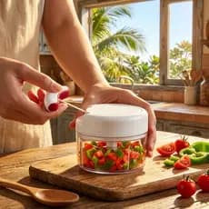 Triturador De Alimentos Manual Mini Processador A Corda 170ML Cortador De Legumes Temperos Não Usa Energia