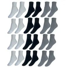 Kit com 12 Pares de Meia de Cano Médio com Algodão Unissex Escolar Treino Corrida Academia lote