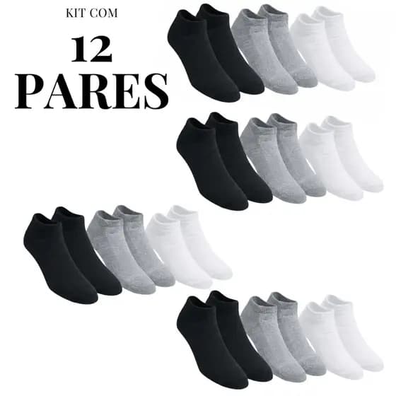 KIT 12 PARES DE MEIAS SOQUETE QUENTINHA FEMININA QUALIDADE PREMIUM SUPERIOR NÃO ALARGA