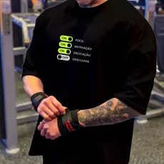 Camiseta Oversized Academia Dedicação Musculação Treino Maromba 100% Algodão Alta Qualidade