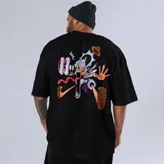 Camiseta masculina One Piece de anime, tamanho grande, 100% algodão, gola redonda
