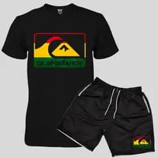 Kit Camiseta Camisa Quiksilver Reggae + Short Tactel Masculino Adulto ou Infantil Lançamento