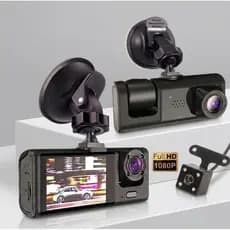Câmera Veicular Dash Cam 3 Lentes 1080P HD DVR 360° Monitoramento 24H para Carro janoclick