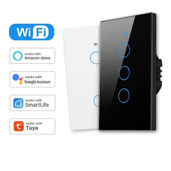 Interruptor Inteligente Touch Wi-Fi 1/2/3 Botão Smart Automação,Compatível Google Alexa Smart Tuya Voltikk