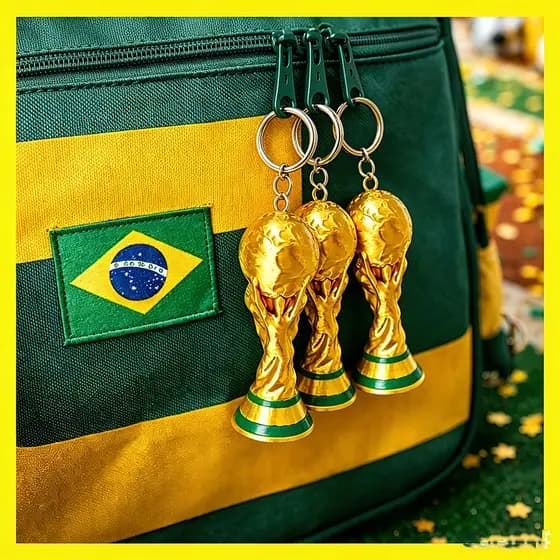 Kit Chaveiro Troféu Estilo Futebol 3D – Mini Estátua Decorativa Dourada copa do mundo 2026